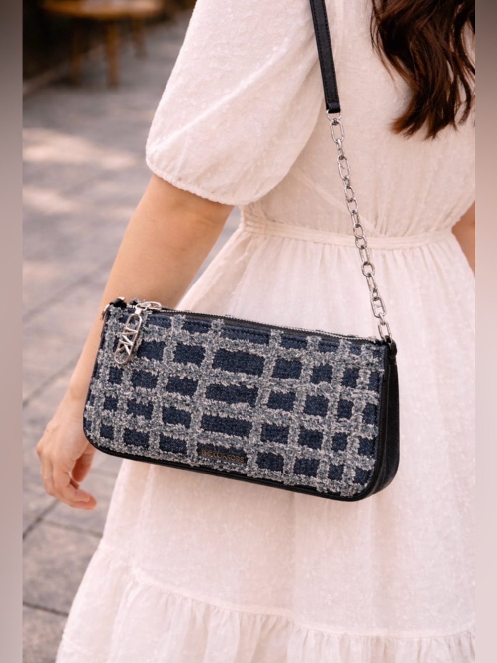 Michael Kors Black and White Tweed Clutch